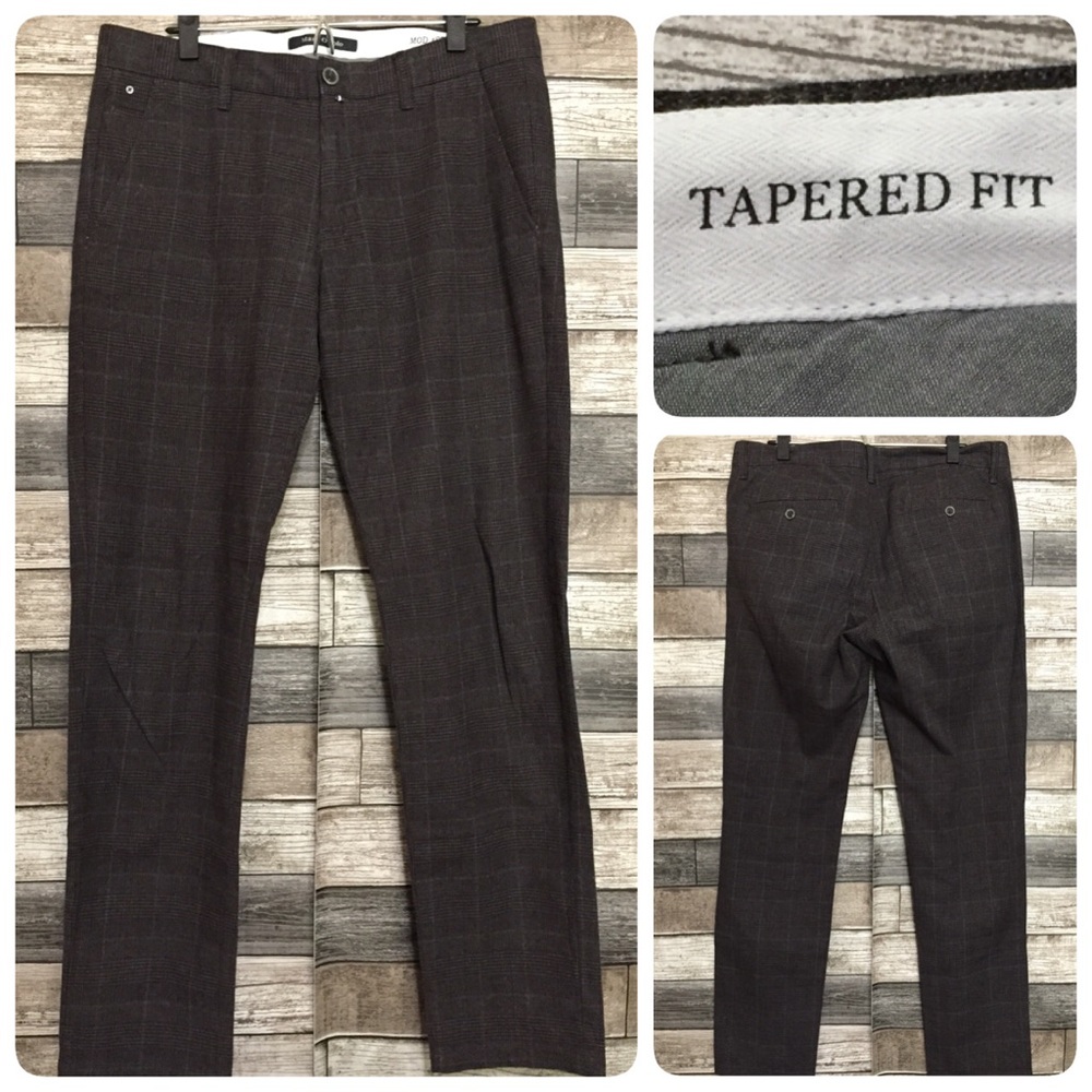 Marc O’Polo Tapered Fit Plaid Dress Pants Men’s 34x34 Gray Stretch Cotton Blend